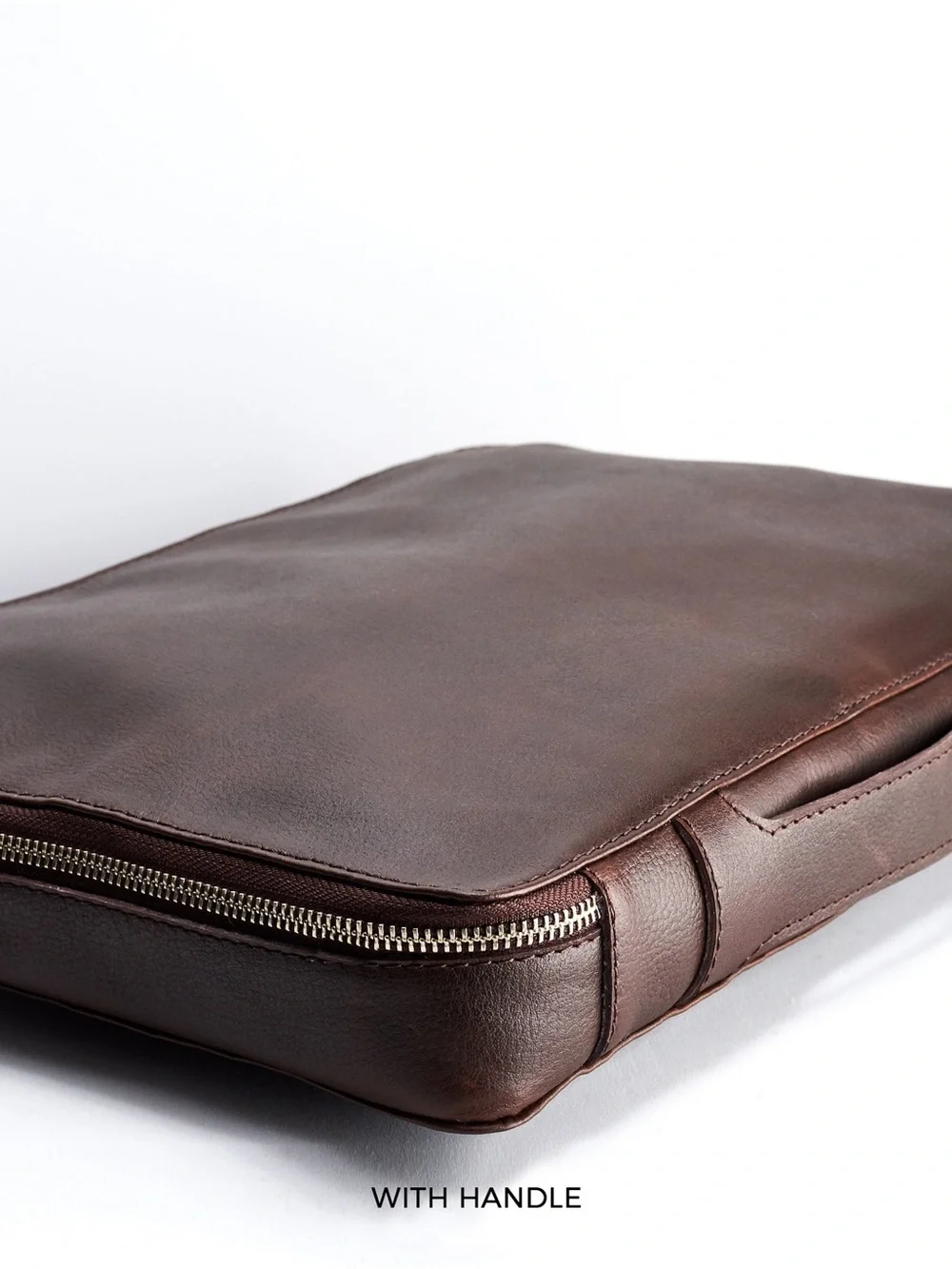 Men's Dark Brown Leather Zip Laptop Folio